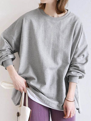 Sweat-shirt ample à manches longues, couleur unie