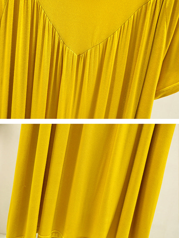 Robe pyjama ample en modal plissée de couleur unie