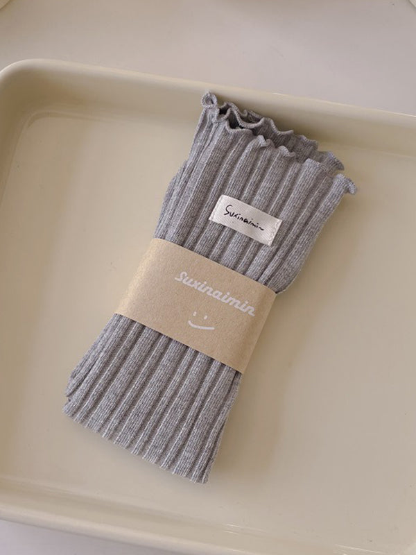 Chaussettes plissées en dentelle avec oreilles en bois