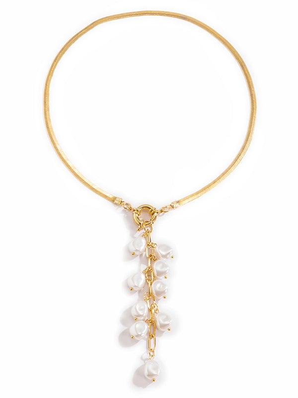 Collier Géométrique Original à Pendentif Perle