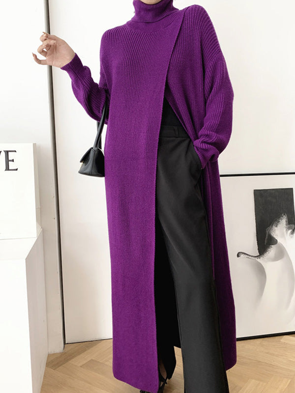 Robe ample fendue devant couleur unie