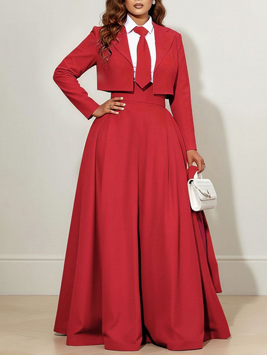 Jupe plissée à taille élastique, taille haute, à ourlet ample, à poches, à fermeture éclair, couleur unie