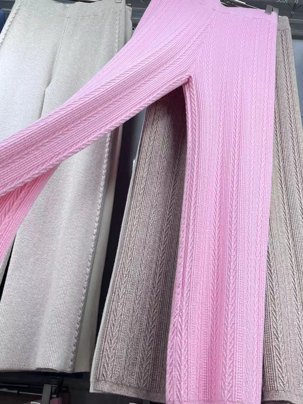 Pantalon ample taille haute, couleur unie