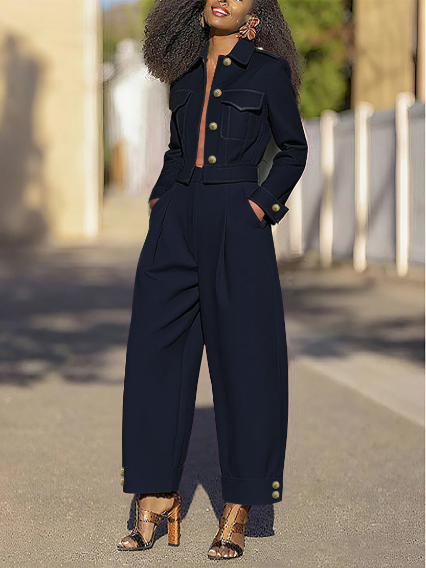 Veste à manches longues, à empiècements, à col revers