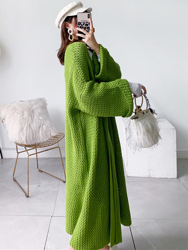 Cardigan en tricot à fil épais, ample, surdimensionné, couleur unie, urbain, manteaux
