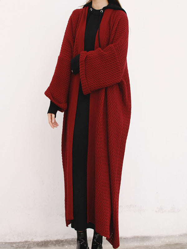 Cardigan en tricot à fil épais, ample, surdimensionné, couleur unie, urbain, manteaux