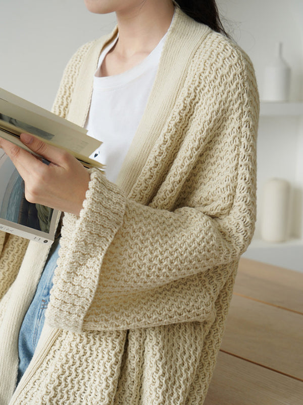 Cardigan en tricot à fil épais, ample, surdimensionné, couleur unie, urbain, manteaux