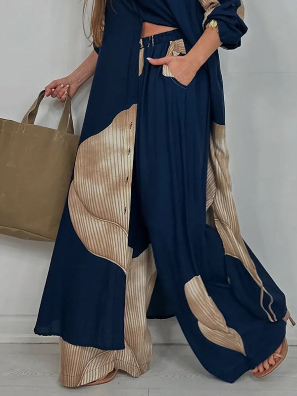 Pantalon taille haute, à jambes larges, à cordon de serrage, à taille élastique, à imprimé floral, à empiècements