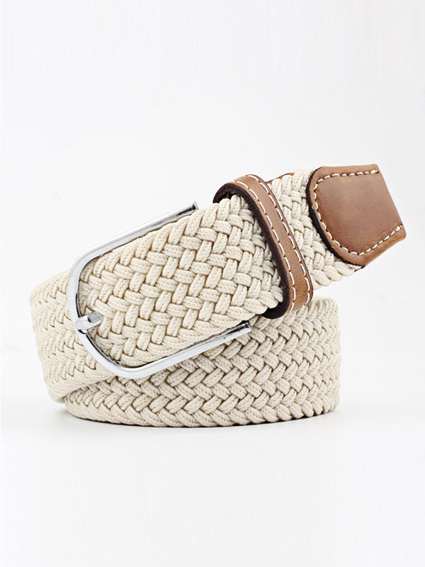 Ceinture tissée de couleurs contrastées simples, 20 couleurs