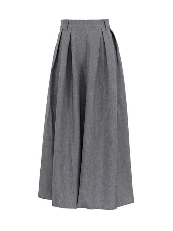 Jupe plissée coupe trapèze, taille haute, sans ceinture, couleur unie