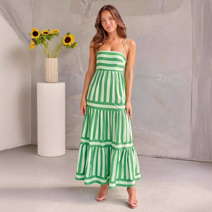 Sabrina - Robe maxi avec un motif rayé frais et une coupe élégante