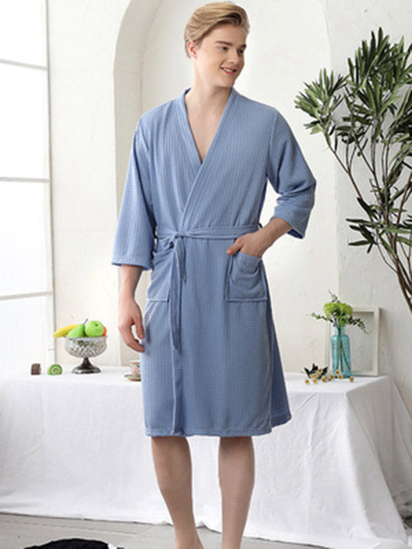 Robe de pyjama fine à bandage solide et confortable