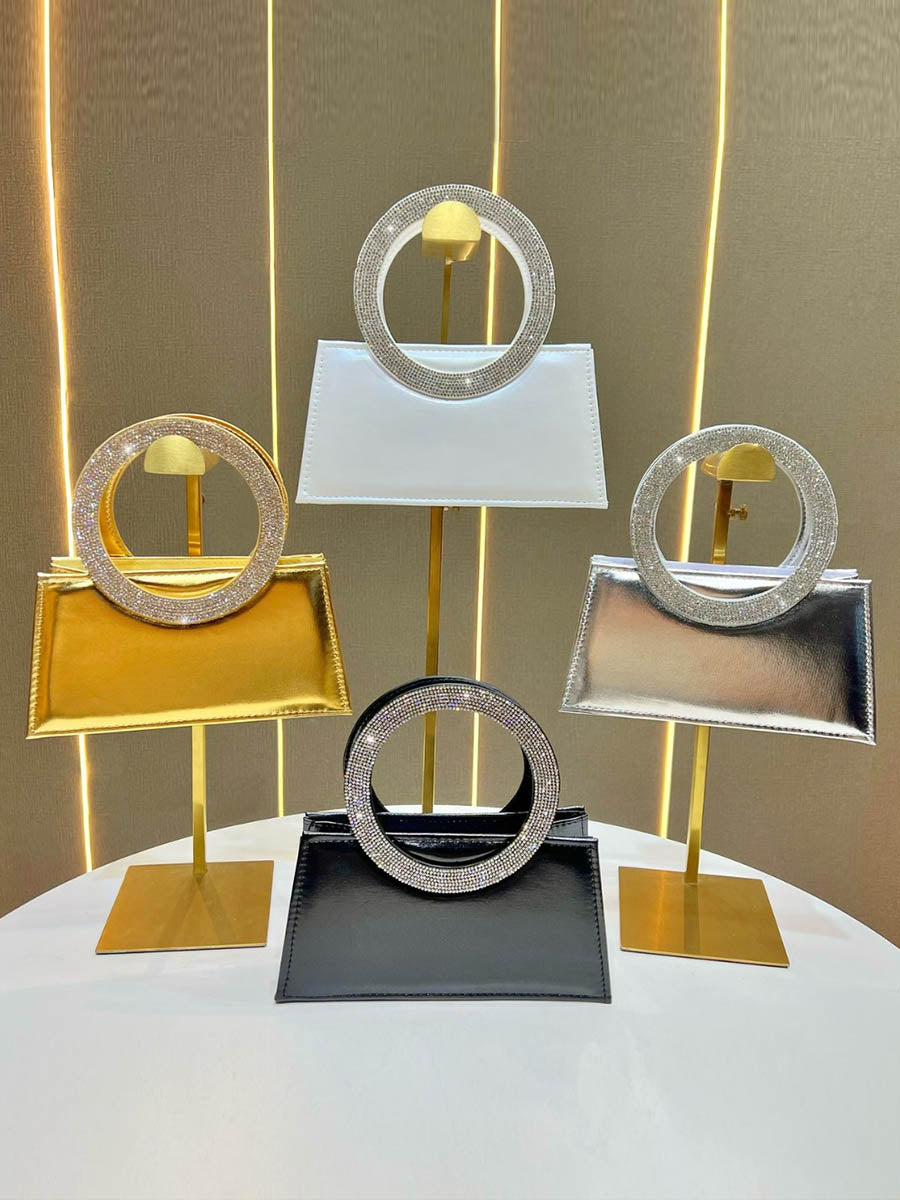 Sac à main à chaîne, à strass, à empiècements