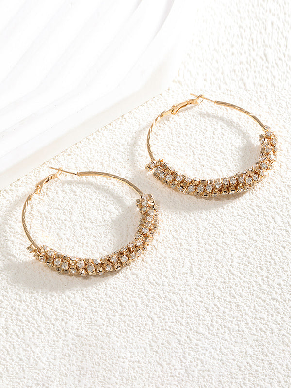 Boucles d'oreilles pendantes géométriques à strass