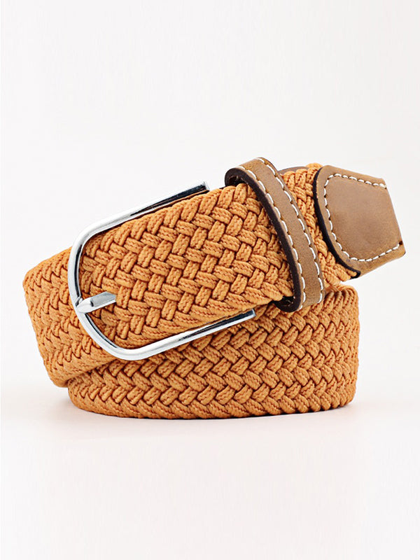Ceinture tissée de couleurs contrastées simples, 20 couleurs