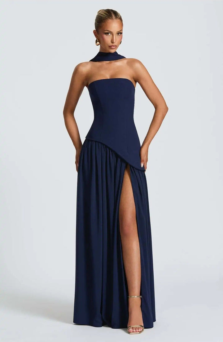 Elfriede | Robe de mère de la mariée sans manches, robe de soirée maxi en A-line avec fente