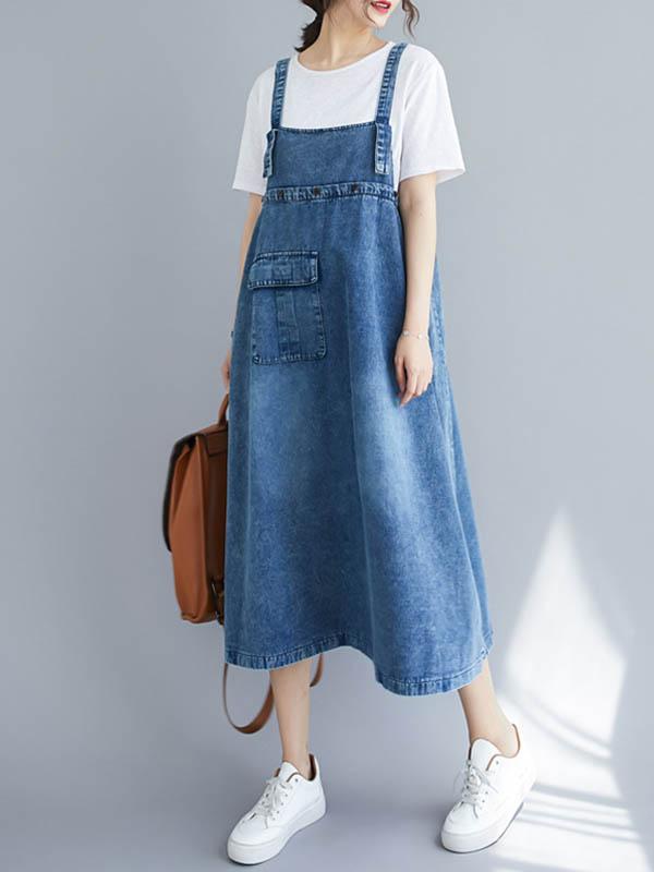 Robe bustier originale en denim uni