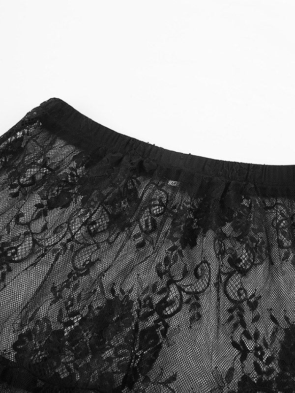 Jupe plissée transparente coupe trapèze, taille haute, en gaze, à empiècements