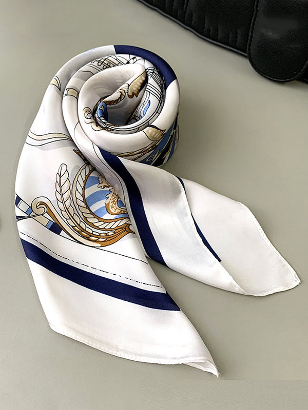 Foulard carré imprimé imitation soie urbaine