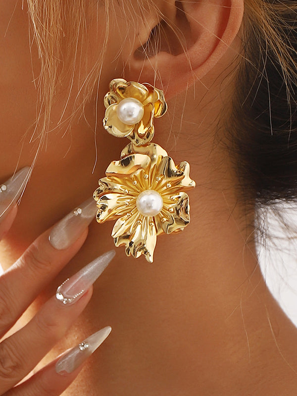 Boucles d'oreilles pendantes en forme de fleur