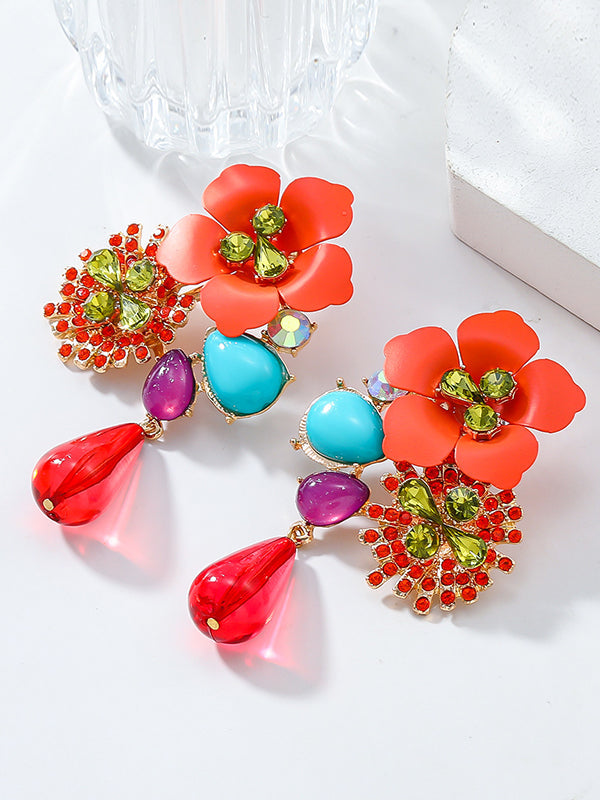Boucles d'oreilles pendantes en forme de fleur