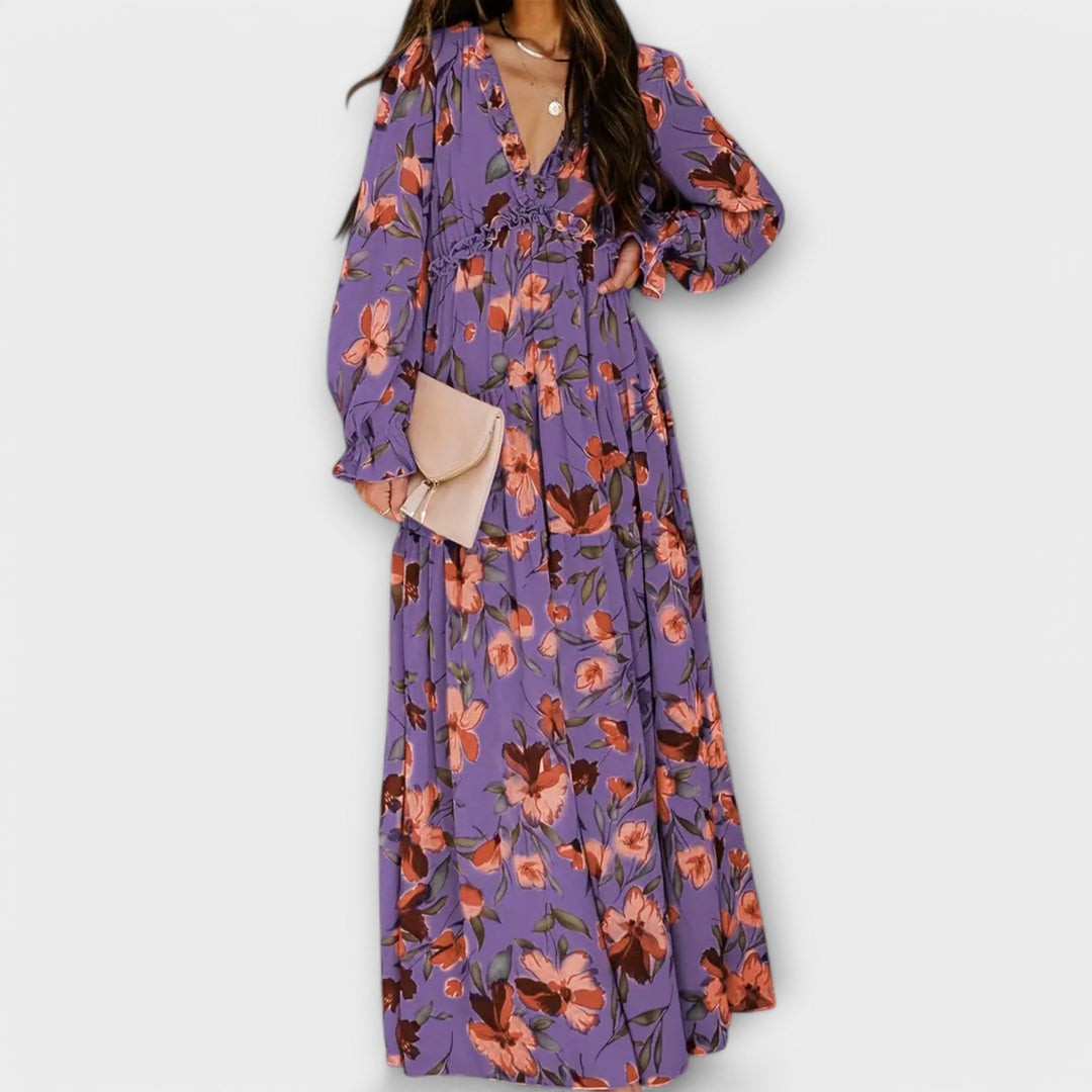 Lillian | Robe maxi romantique et transparente avec design floral