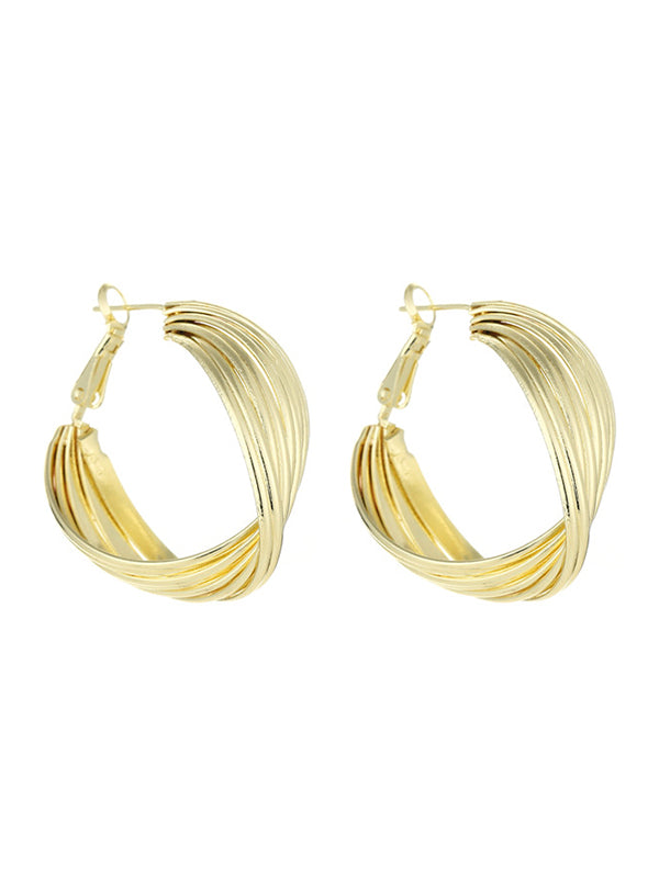 Boucle d'oreille originale hip-hop dorée simple et élégante