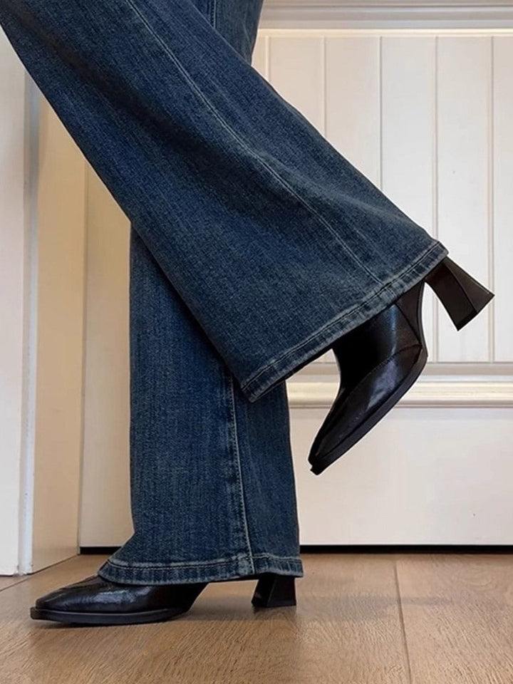 Bottes à empiècements, à bout carré, à fermeture éclair