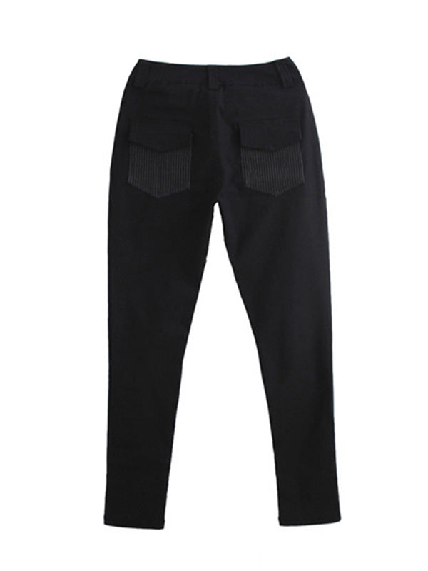 Pantalon décontracté à empiècements, à poches, à fermeture éclair