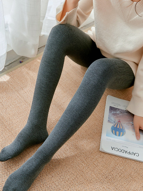 Pantalon thermique en velours de couleur unie, jambe slim Simple, garde au chaud, bas