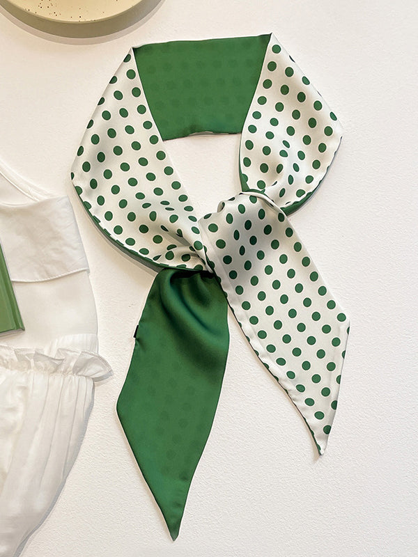 Écharpe verte imprimée à pois en imitation soie urbaine
