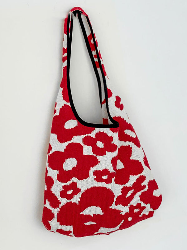Accessoires de sacs de couleur contrastée à tissage floral original