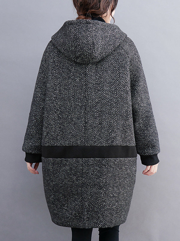Veste ample chaude à manches longues, à capuche