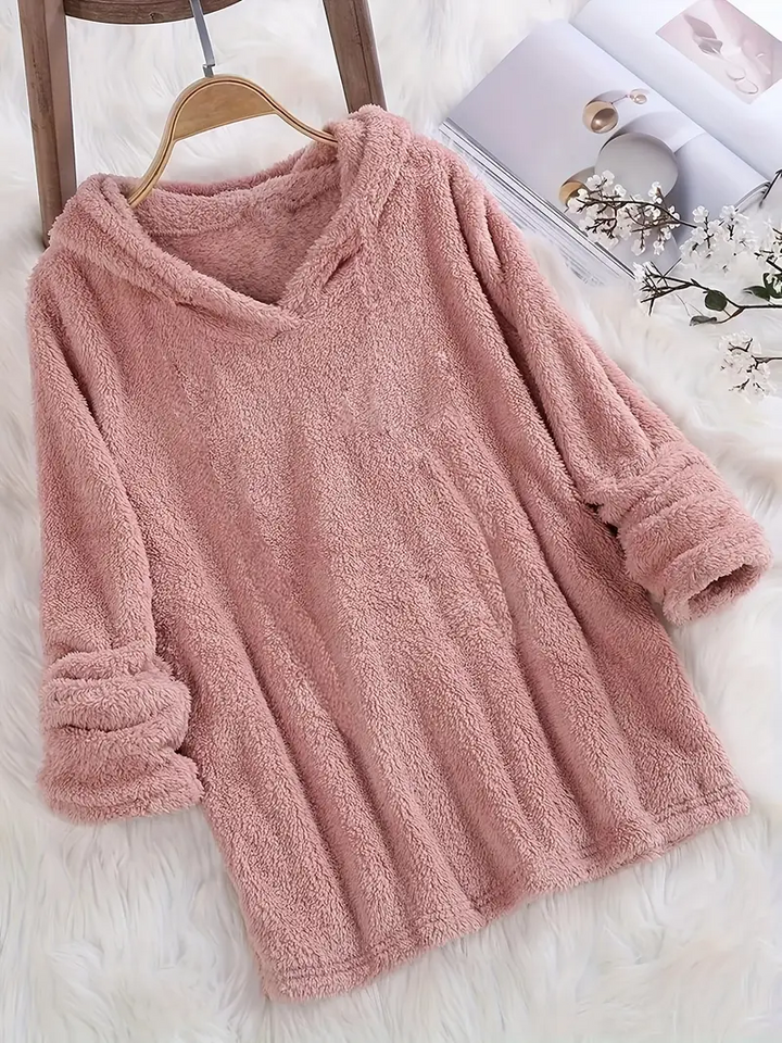 Sweat à capuche en polaire – Sweat-shirt uni pour femmes avec manches longues