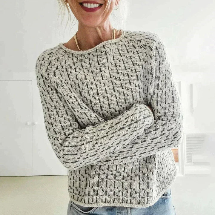 Pull en tricot gris élégant pour femmes | Manches longues