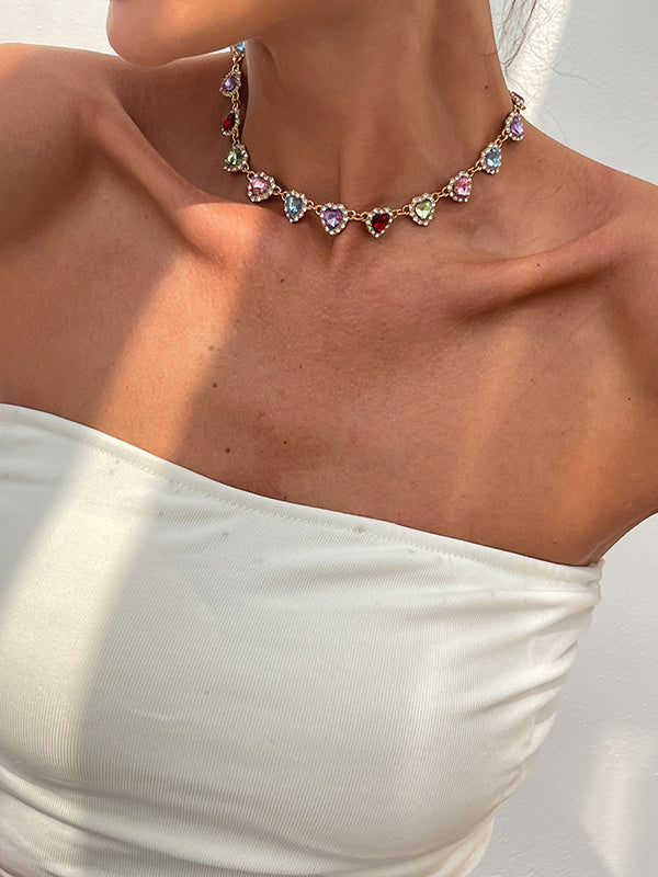 Collier géométrique en forme de cœur