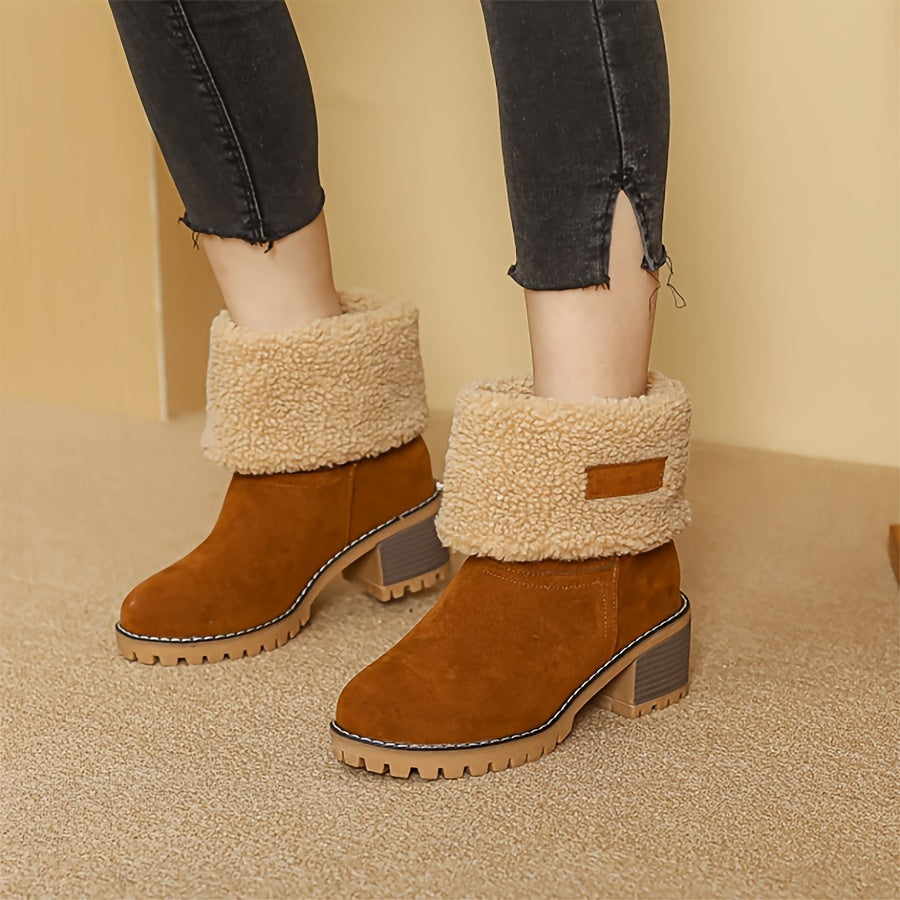 Bottes d'Hiver Femme | Bottines à Enfiler avec Talon Bloc