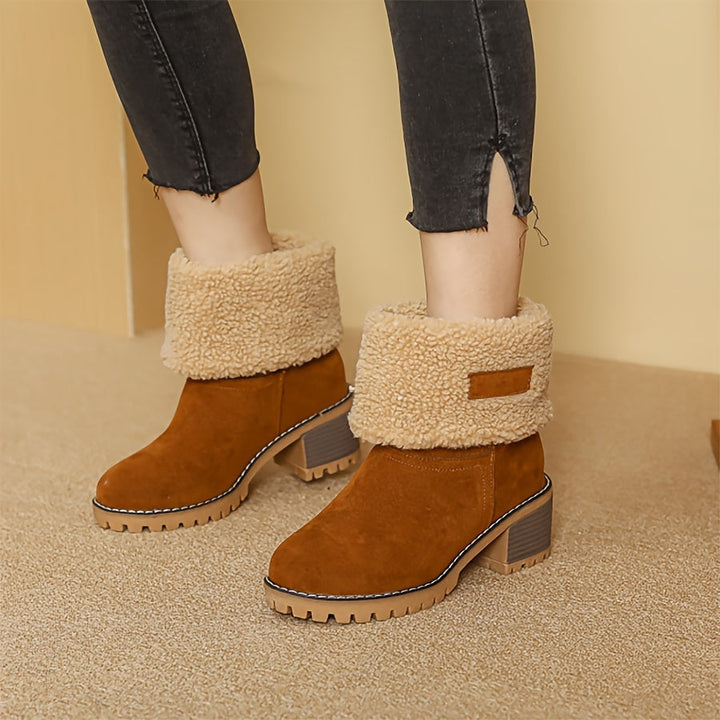 Bottes d'Hiver Femme | Bottines à Enfiler avec Talon Bloc