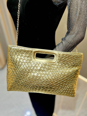 Chaînes Sacs à bandoulière en peau de serpent brillant géométrique Sacs de soirée & Pochettes