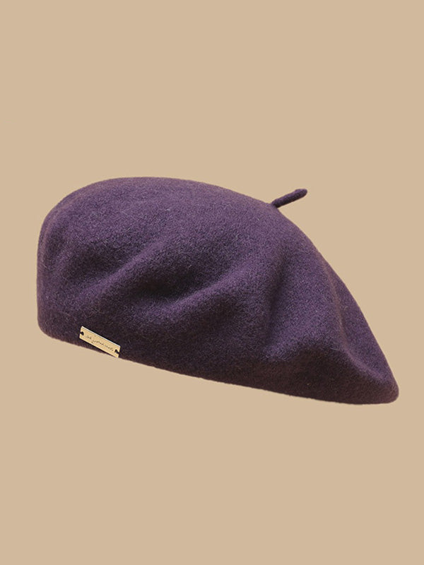 Béret rétro artistique, couleur unie