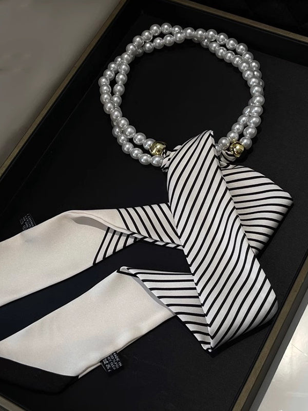 Collier perlé imprimé rayé délicat