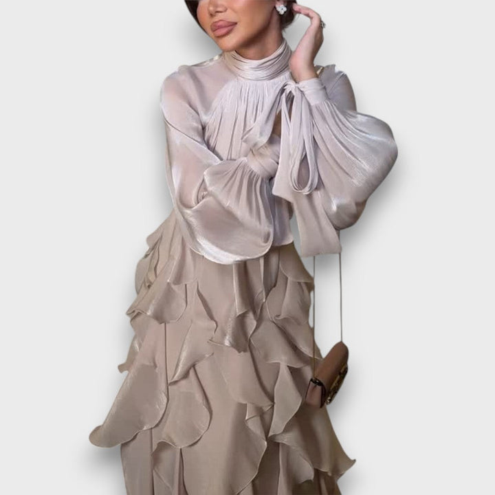 Valette – Robe maxi fluide avec drame de volants