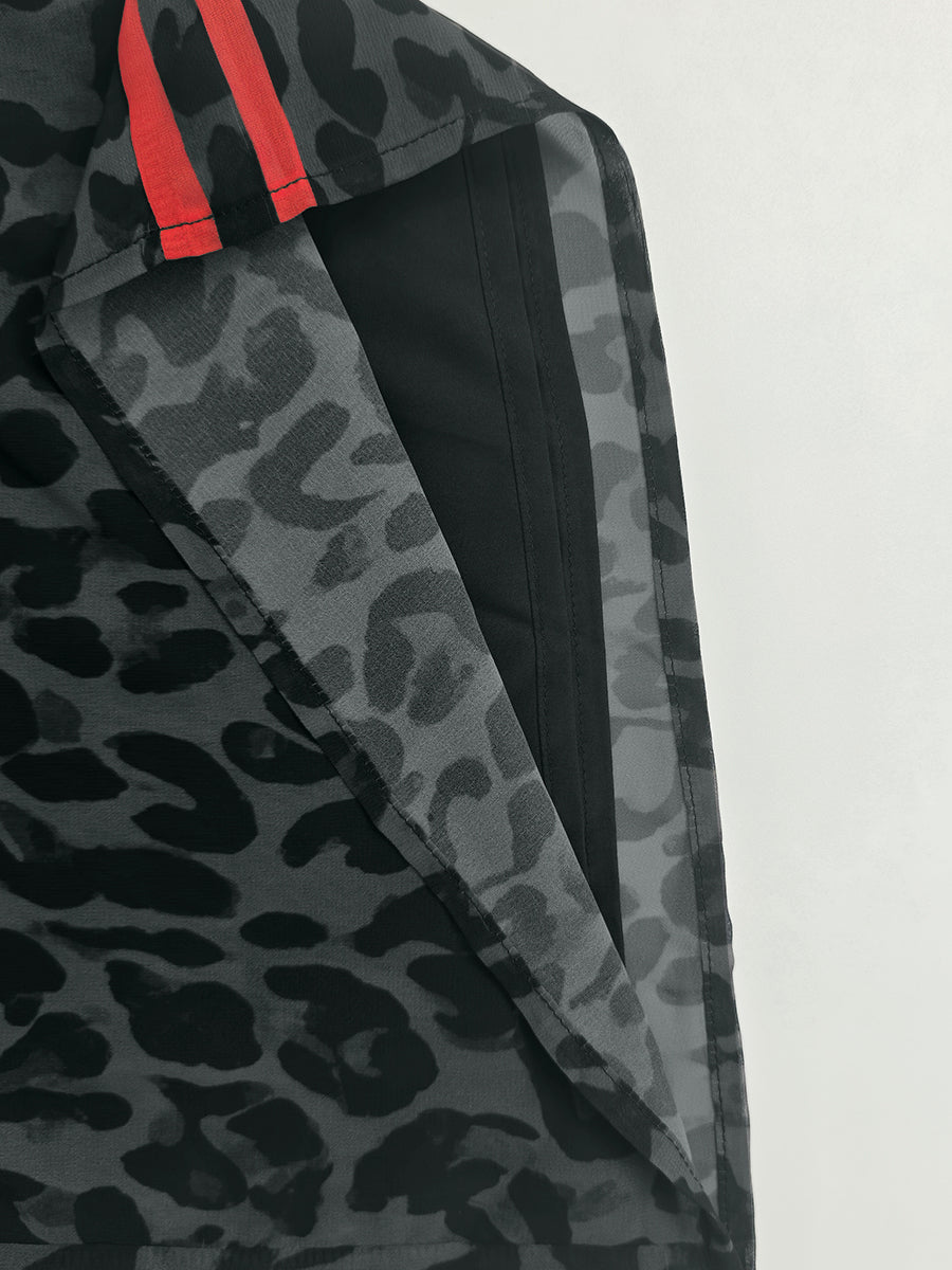 Pantalon rayé à jambes larges, à imprimé léopard, à poches, à empiècements, couleur contrastée