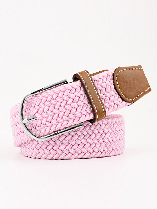 Ceinture tissée de couleurs contrastées simples, 20 couleurs