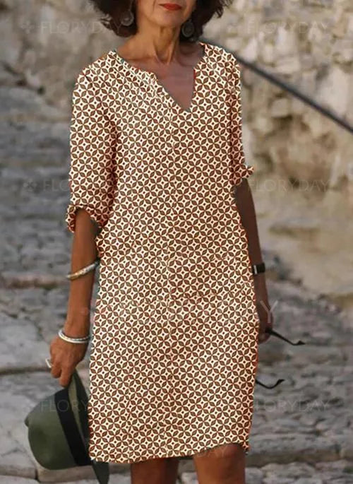 Hélène | Robe Midi Femme Schicker Leichter Fluss