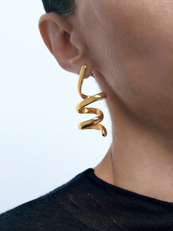 Boucles d'oreilles en spirale, couleur unie
