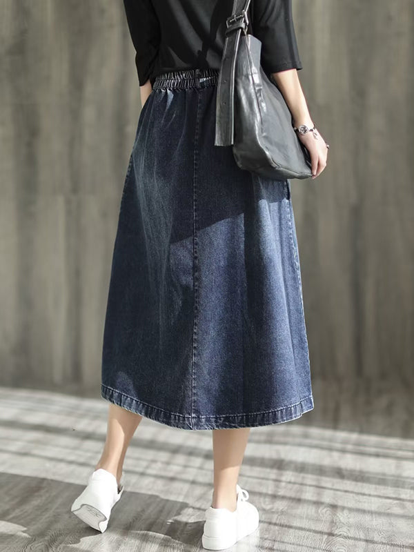 Jupe ample asymétrique à taille élastique, à empiècements