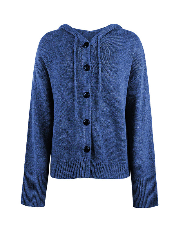 Cardigan cache-cœur à capuche et boutonné de couleur unie