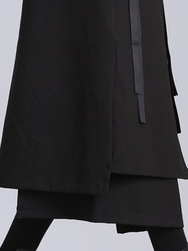 Jupe Empire noire asymétrique à bandes surélevées