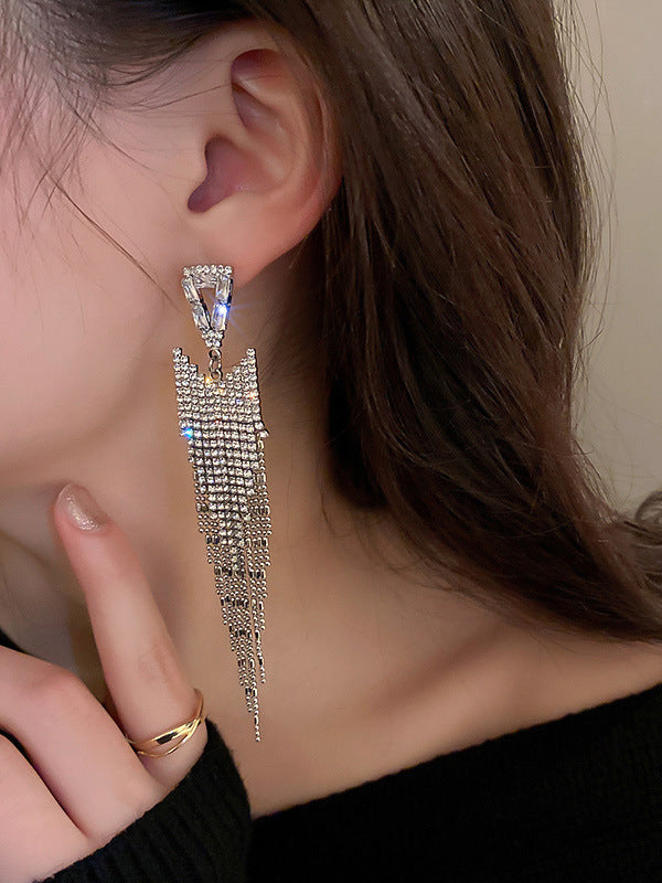 Boucles d'oreilles géométriques tendance, à strass